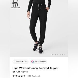 Figs Black High-Waisted UMAN Jogger Scrub Pants
